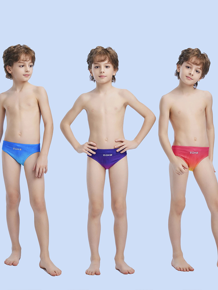 Zoke Zhouke Children and Boys Professional Training Five-point Swimming Trunks Small, Middle and Big Children Youth Competition Triangle Swimming Trunks