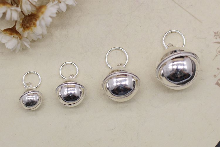 S990 sterling bạc chuông 6,8MM chuông dễ thương DIY phụ kiện bạc dây đỏ vòng tay vòng chân vòng cổ chất liệu - Vòng chân vòng chân bạc nữ đẹp