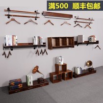 Solid wood clothing display rack Clothing store shelves Mens clothing womens store hanger display rack Childrens clothing solid wood wall hanging side