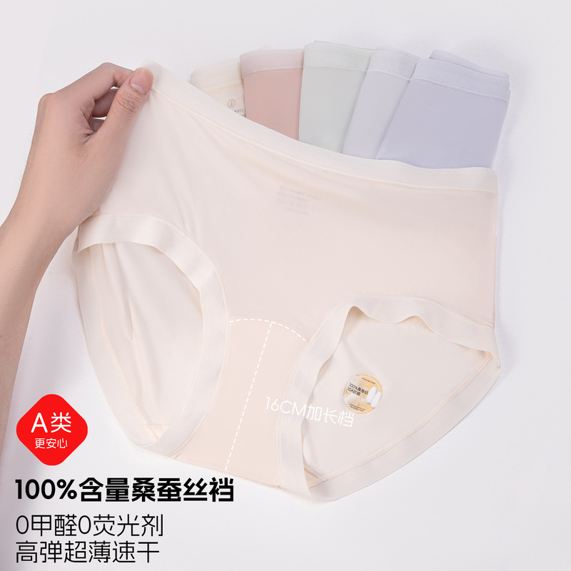 Guangdong Brand Shantou City Heshengyi Garment 100% Mulberry Silk 16cm Extended Length High-End Women's Underwear