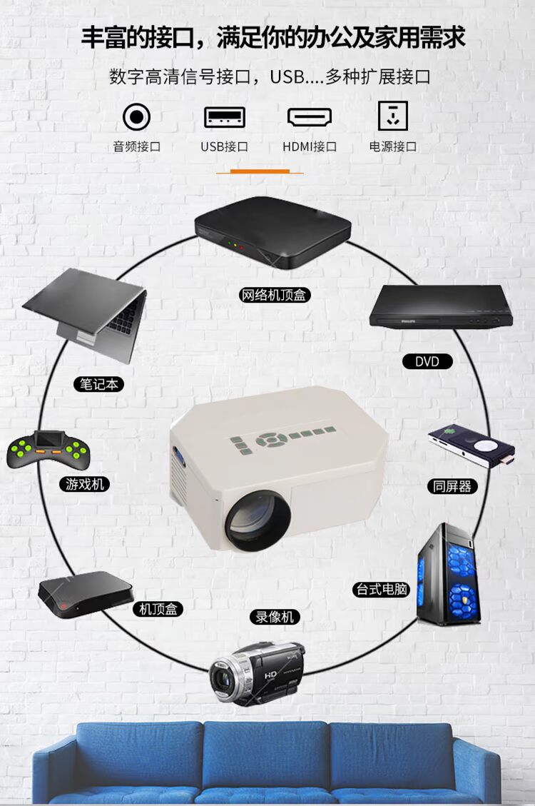 Youli UC30 điện thoại di động Máy chiếu HD wifi máy chiếu nhỏ không dây - Máy chiếu máy chiếu mini sony