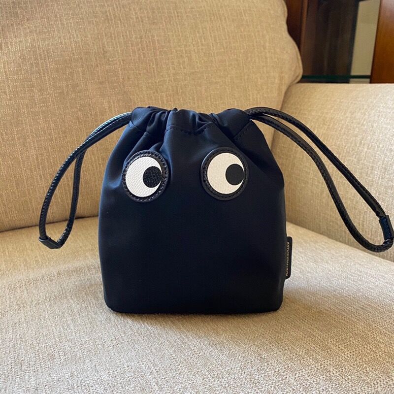 20 New Nylon Waterproof Storage Bag Light Drawstring Cosmetic Bag Cartoon Cute Big Eyes Handbag Liner Bag