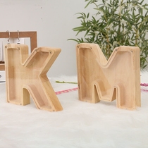 Deposit Money Pot Large Capacity Net Red Solid Wood Transparent English Alphabet Swing Piece Adult Birthday Gift Valentines Day girlfriend