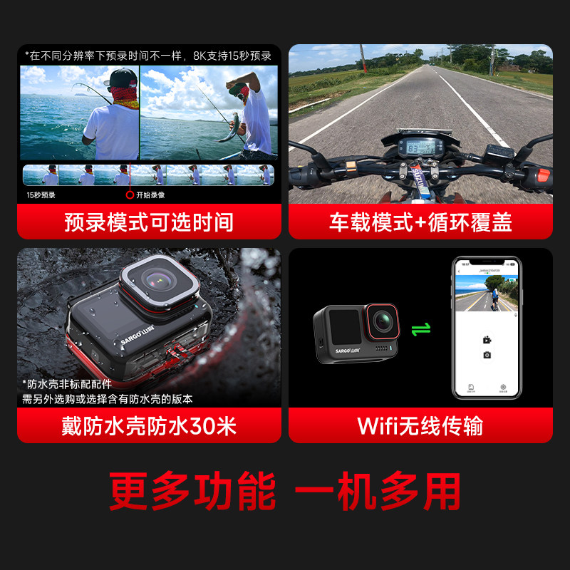 Shandog A13 Action Camera 8K Magnetic Quick-Release Motorcycle Driving Recorder Non-360 Panoramic Riding Camera