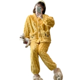 Демисезонная пижама, коралловый бархатный утепленный лонгслив, фланелевый комплект, коллекция 2022, популярно в интернете