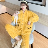 Демисезонная пижама, коралловый бархатный утепленный лонгслив, фланелевый комплект, коллекция 2022, популярно в интернете