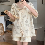 Летняя милая мультяшная пижама для выхода на улицу, осенний комплект, короткий рукав, популярно в интернете, размер