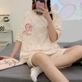 Летняя тонкая пижама, осенние нарукавники, милый комплект для школьников, динозавр, большой размер, короткий рукав, осенняя, свободный крой