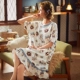 Váy ngủ phụ nữ mùa hè mỏng cotton ngắn tay dễ thương công chúa gió cộng với kích thước rộng rãi cotton phụ nữ mang thai đồ ngủ nữ mùa hè - Đêm đầm