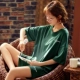Bộ đồ ngủ cotton tinh khiết phụ nữ mùa hè mỏng tay ngắn mùa hè hai mảnh phù hợp với sinh viên dễ thương Hàn Quốc phụ nữ mặc nhà mùa xuân và mùa thu - Cha mẹ và con