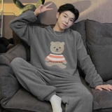 Демисезонная коралловая бархатная утепленная пижама, осенний демисезонный фланелевый комплект, популярно в интернете