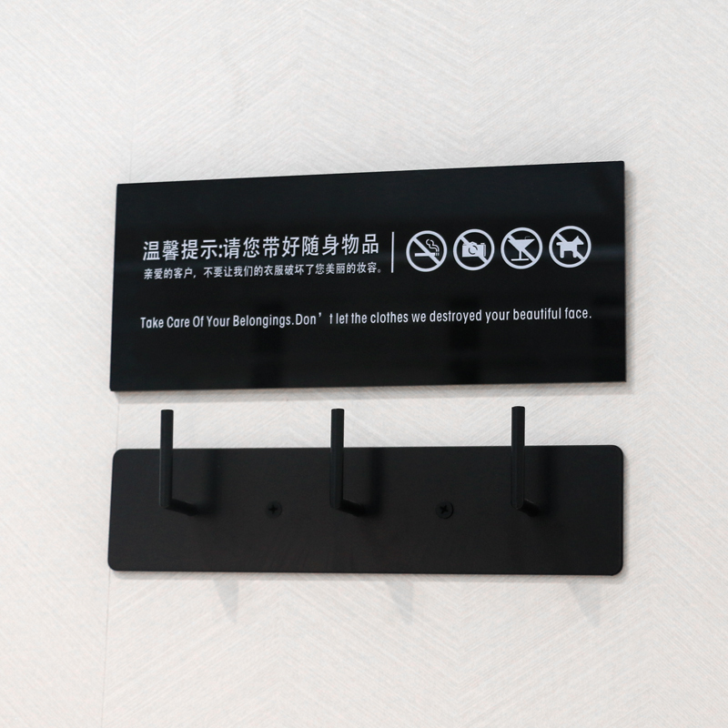 Beautiful Props, Black Hooks, Clothing Store Fitting Room Hooks, Acrylic Changing Room Warm Reminder Signs