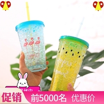  Japanese gradient color summer ice drink ice cup Refreshing double-layer broken ice cup 0 degrees drink at hand
