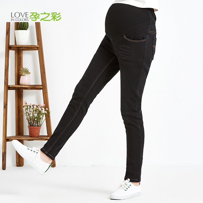 Pregnancy color pregnant woman jeans winter new gush thickened with high waist suede outside wearing body small leggings pants
