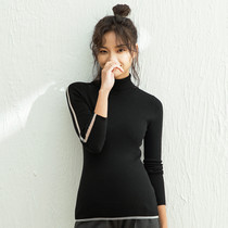 Gestational Color Maternity Wear Autumn and Winter High Elastic High Neck Knitted Shirt Solid Color Mosaic Mesh Large Size Pregnant Women's Sweater