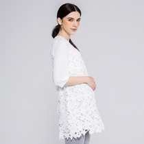 Pregnancy color maternity dress spring new Korean version of pregnant women lace seven sleeve slim size pregnant women dress