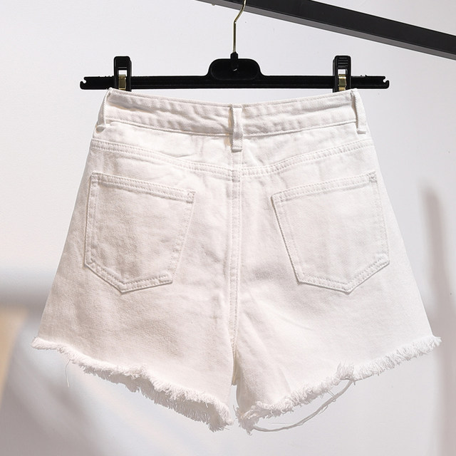 High-waisted denim shorts for women 2024 new summer style loose ripped hot girls plus size fat MM wide-legged a-line hot pants