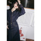 ROSEBANKSDenimSuit ແບບຮົງກົງ retro indigo denim ເສື້ອ skirt suit