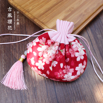 Handmade antique color cherry blossom car sachet jewelry storage bag Wormwood repellent car hanging portable sachet