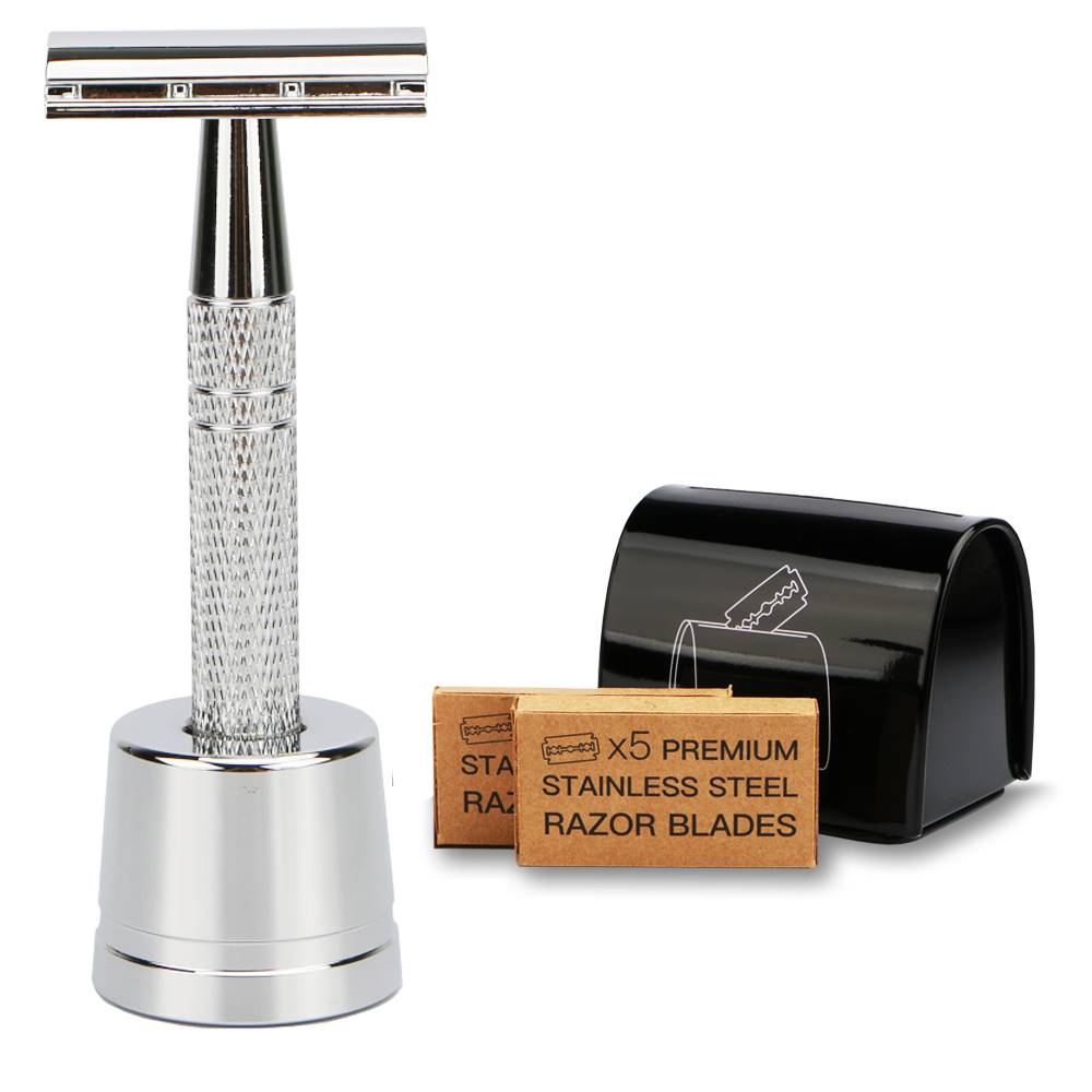 HAWARD Silver Razor Metal Double Edge Safety Razor With 10 B