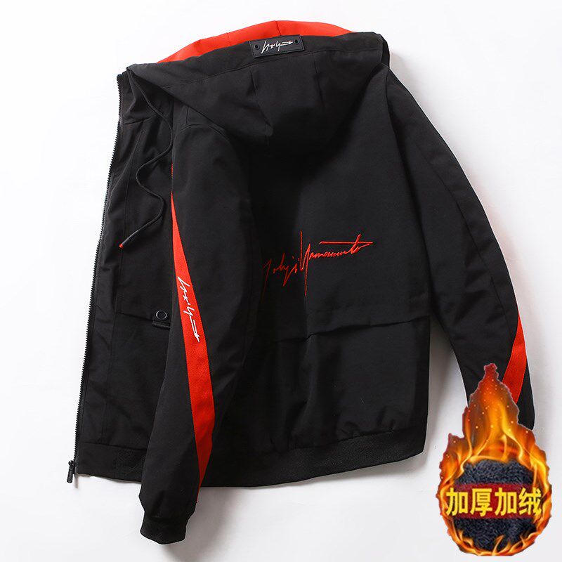 2019男士外套韩版新款秋冬季加绒加厚保暖时尚休闲摇粒绒夹克外套
