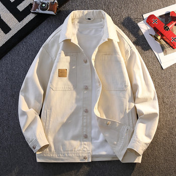 High-End Workwear Denim Jacket for Men, New Spring and Autumn Style, Versatile, Loose, Large Size, Amekaji Retro Jacket, Trendy