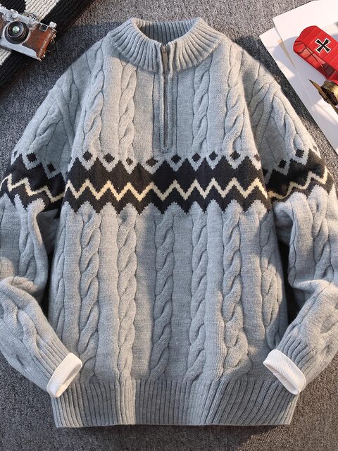 Men's Stand Collar Sweater Autumn/Winter 2025 New Thickened Warm Half-Zip High-Neck Youth High-End Knitwear