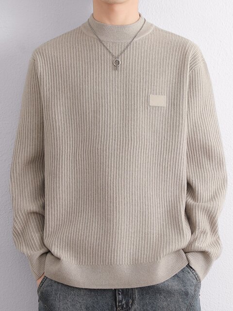 High-end semi-turtleneck sweater men's woolen sweater 2024 winter new warm thickened mid-collar sweater