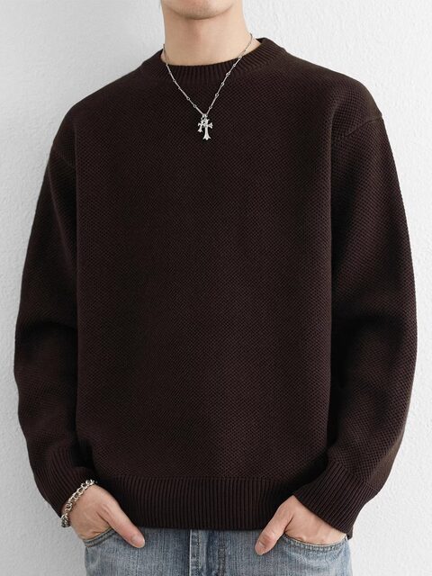 High-end pure cotton sweater men's winter 2025 new sweater thickened warm inner layer cotton sweater base layer