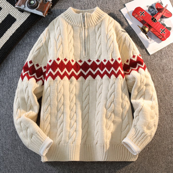 Men's Stand Collar Sweater Autumn/Winter 2025 New Thickened Warm Half-Zip High-Neck Youth High-End Knitwear