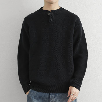 High-Quality Henry Collar Sweater for Men, Pure Cotton, Autumn and Winter, Zhongshan 2025 New Model, Thickened and Warm, Inner Layer Base Shirt