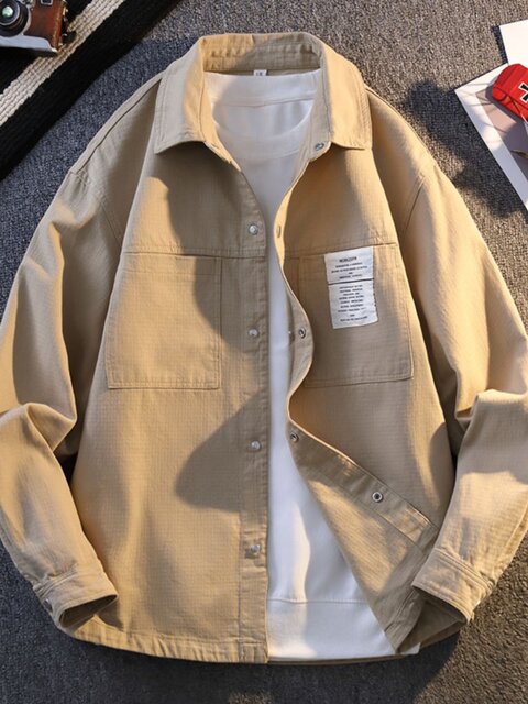 Long-sleeved shirt men's pure cotton jacket spring and autumn youth tops workwear Japanese sun protection 2025 new versatile shirt