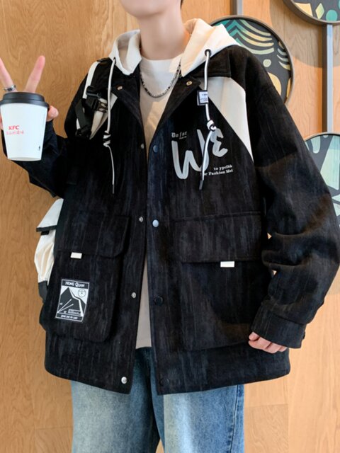 Removable hooded jacket for men spring and autumn new 2025 jacket high school students trendy brand handsome teenagers top clothes