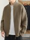 American-Style Trendy Brand Stand-Up Collar Cardigan Jacket for Men, Spring and Autumn, High-End, Heavyweight, Loose, Stylish, Fleece-Lined Knit Jacket for Men