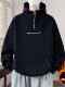 Teenagers' Heavyweight Hooded Fleece-Lined Thick Sweatshirt for Men, Autumn and Winter Trendy Brand Half-Zip Niche Design Jacket