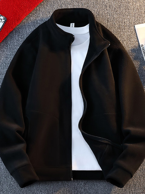 Double-Sided Fleece Jacket for Men, Autumn and Winter, with Fleece Lining, Thick Jacket, Cardigan, Sweatshirt