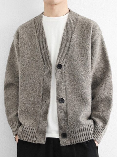 High-end cardigan sweater men's cardigan spring and autumn American retro couple sweater loose lazy style jacket