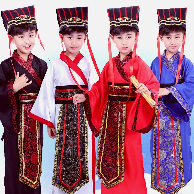 Kindergarten ancient costume Hanfu little boy ancient cos Zhuge Liang Lu Su Cao Cao Xiao He Wei Zheng clothes costumes