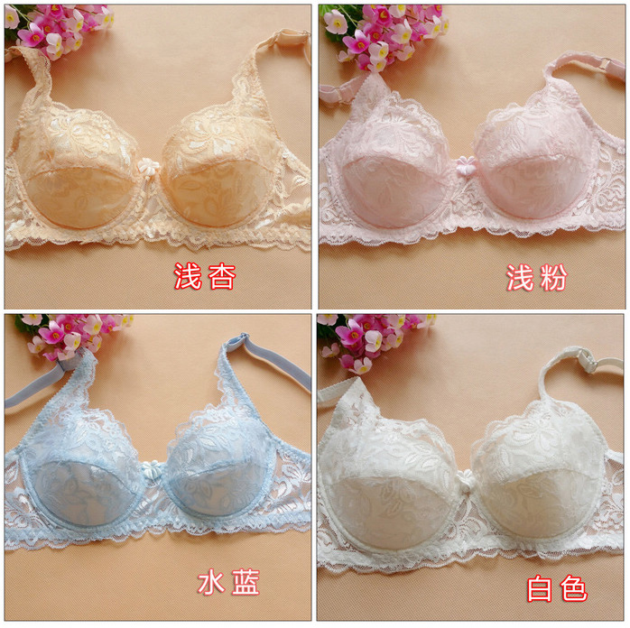 Mùa hè siêu mỏng gợi cảm ren rắn màu đồ lót nữ tập hợp phần mỏng áo ngực thoáng khí hai bộ đồ bơi đẹp
