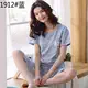 Aesoll tân binh pijama nữ bộ đồ mùa hè ngắn tay hai mảnh vải cotton mùa hè Hàn Quốc có thể mặc bên ngoài dịch vụ tại nhà - Giống cái