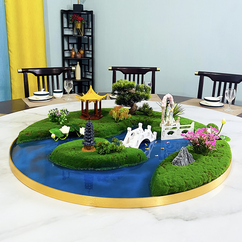 Round Table Intermediate Swing Piece Box Sand Pan Vase Rice Table Garden Forest Design Decorations Landscape Painting Simulation Table Core-Taobao