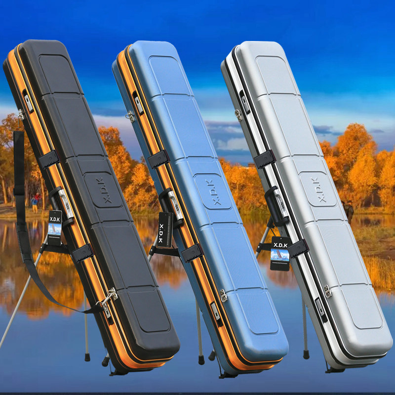 Fishing rod bag 1.2 m 1.25 m 1.3 m hard shell fishing tackle pack aluminum alloy code lock fishing tackle pack fishing rod bag