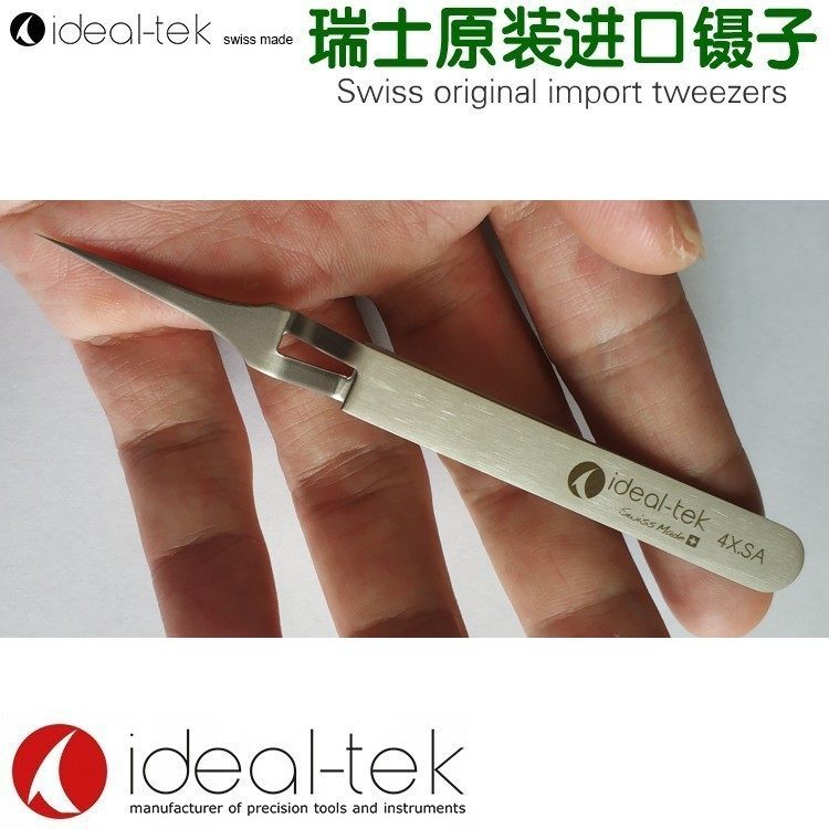 精密自锁镊子反向显微镜实验室电镜透视铜网TEM夹 瑞士进口 4X.SA