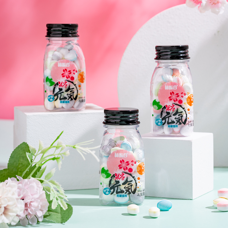Lin Zhenhe sugar Genqi Assorted flavor Lozenges 38gX4 bottles of fruit refreshing mints Casual snacks to take with you