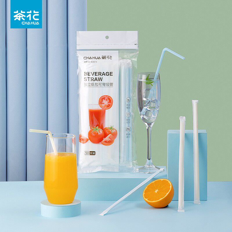 Tea Flower Straws Disposable Individually Packaged Plastic Drinks Food Grade Maternal Children Items Single loading paper straws