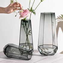 Vase extravagant high-end atmosphere glass transparent water on the living room table small-caliber lily flower arrangement