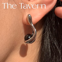 TheTavern niche designer LELEMENTO black silver black agate 925 silver plated gold earrings