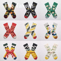  TheTavern niche independent designer French Bonne Maison illustration a variety of contrast color wild socks