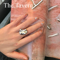 TheTavern niche independent designer personality simple water ripple adjustable Buss 925 silver ring