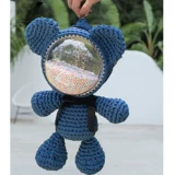 Акриловая вязаная сумка ручной работы, рюкзак, трикотажная сумка через плечо, набор материалов, с медвежатами, «сделай сам»